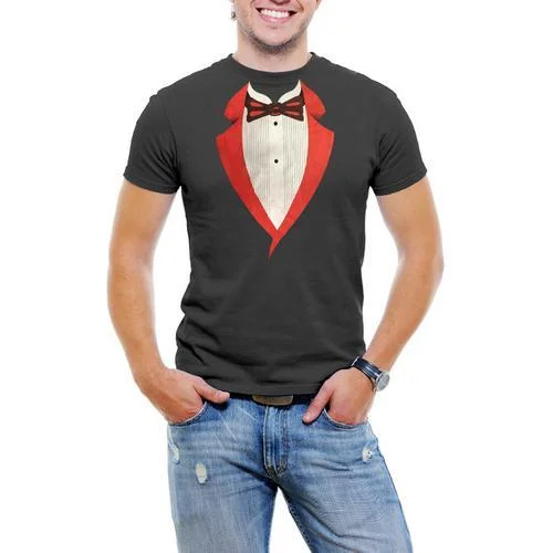 Red Tuxedo Jacket Men T-Shirt Soft Cotton Short Sleeve Tee Vacation