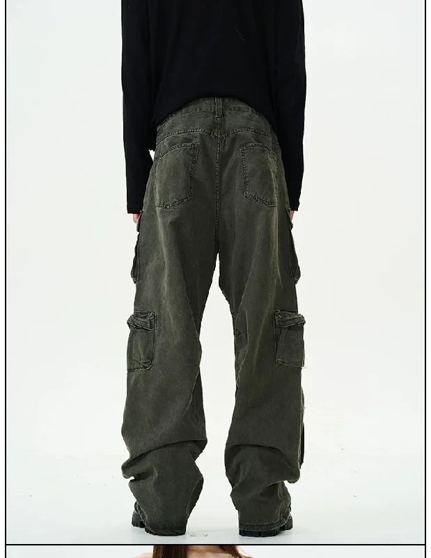 Multi-Flap Pocket Relaxed Fit Cargo Pants Sporty Men's Tennis