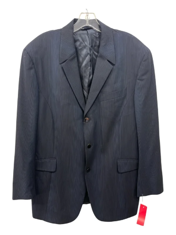 Thierry Muggler Black & Blue Wool Striped 3 button Men's Blazer Elegant Men's Formal 