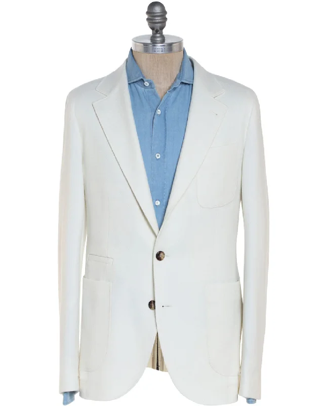 Cream Wool Blend Tonal Woven Sportcoat Dynamic Men's Glow