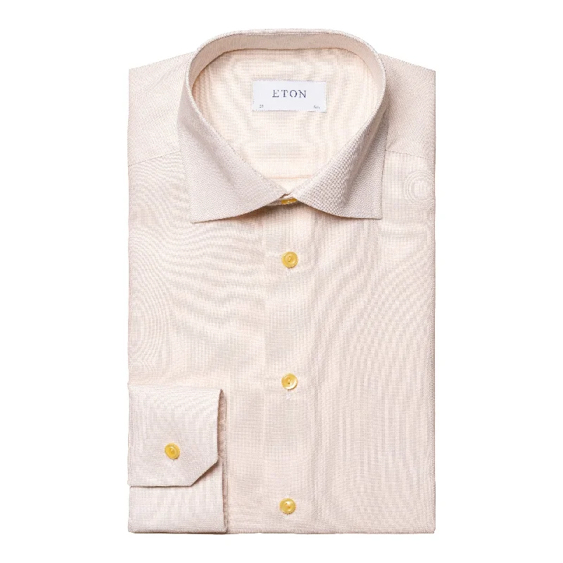 Slim Fit Yellow Twill Dress Shirt Masculine Men's 