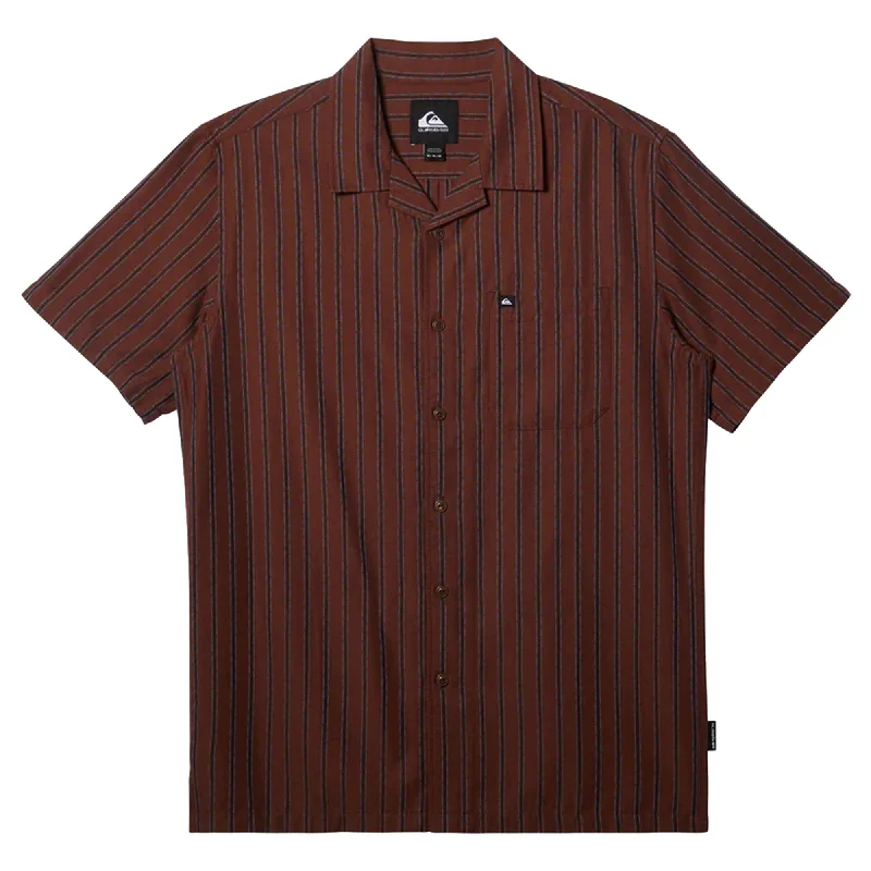 Quiksilver Casa Classic Casual Men's S/S Dres Shirt - Brown Stone Preppy Men's College