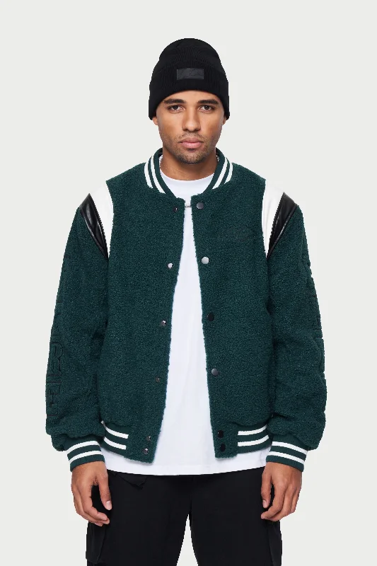 BADGED BORG VARSITY JACKET - GREEN Elegant Men's Cashmere