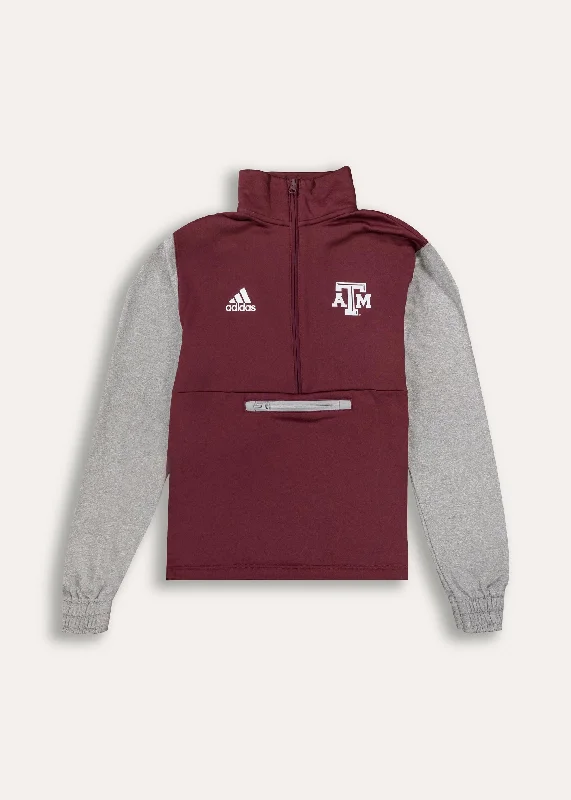 Texas A&M Adidas Team Issue Two Tone Quarter Zip Dynamic Men's Glow