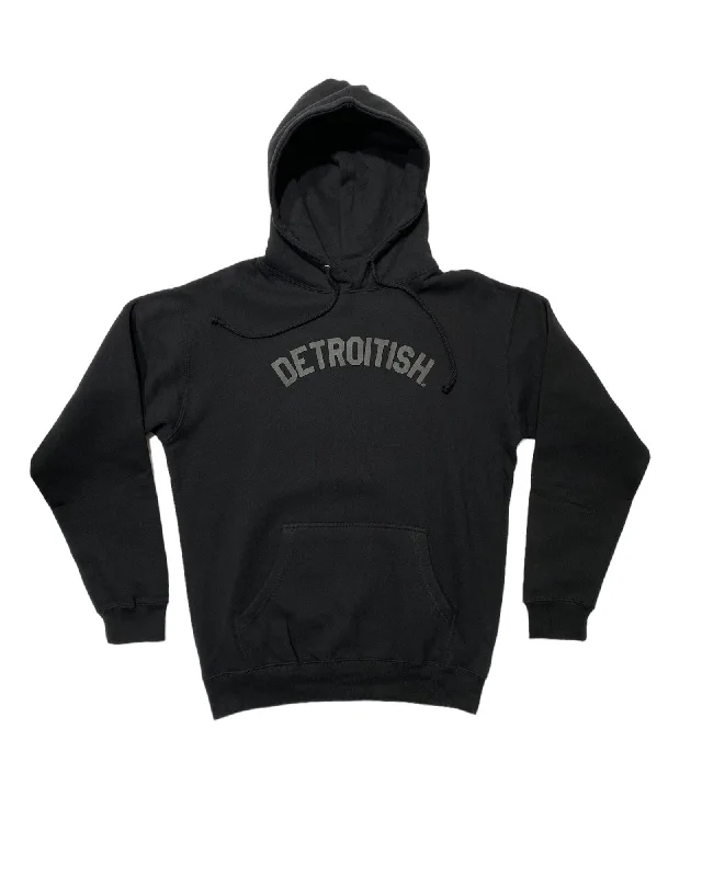 Ink Detroit - Detroitish Hoodie - Black on Black Sleek Men's Metallic