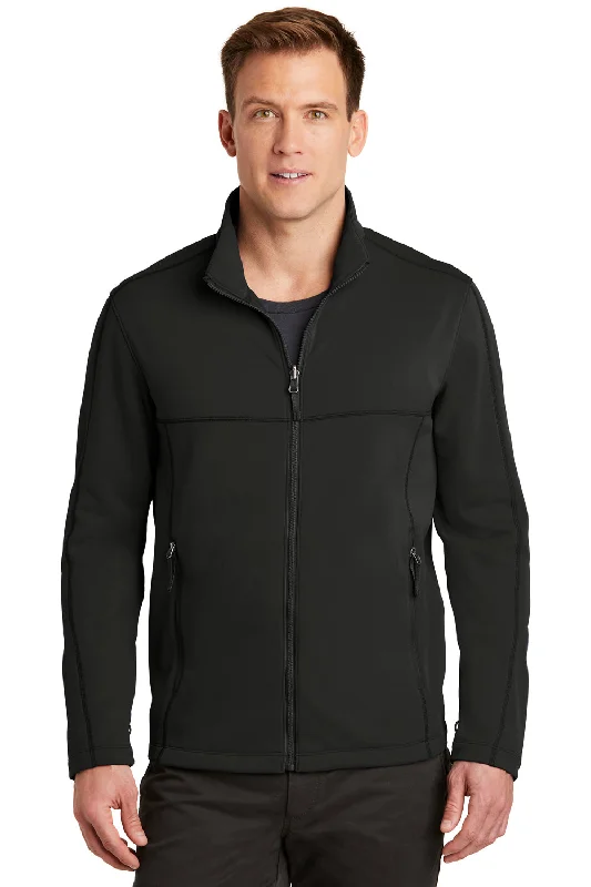 Port Authority Mens Collective Full Zip Smooth Fleece Jacket - Deep Black Laid