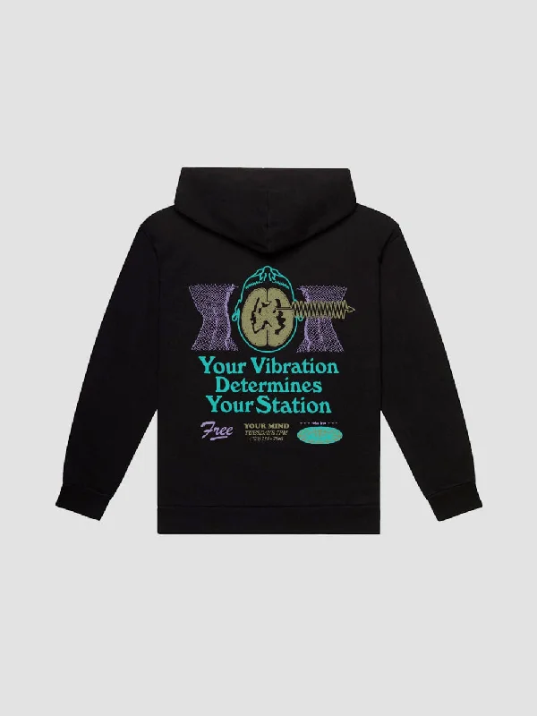 Vibrations Hoodie - Black Youthful Men's Pop