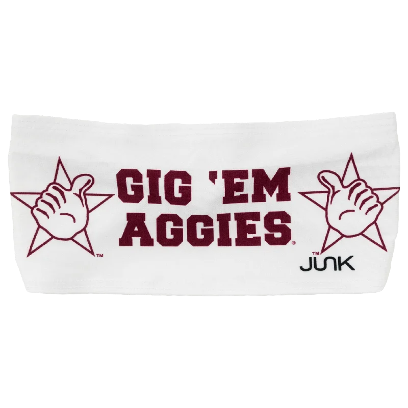 Texas A&M Gig 'Em Aggies White Headband Monochromatic All