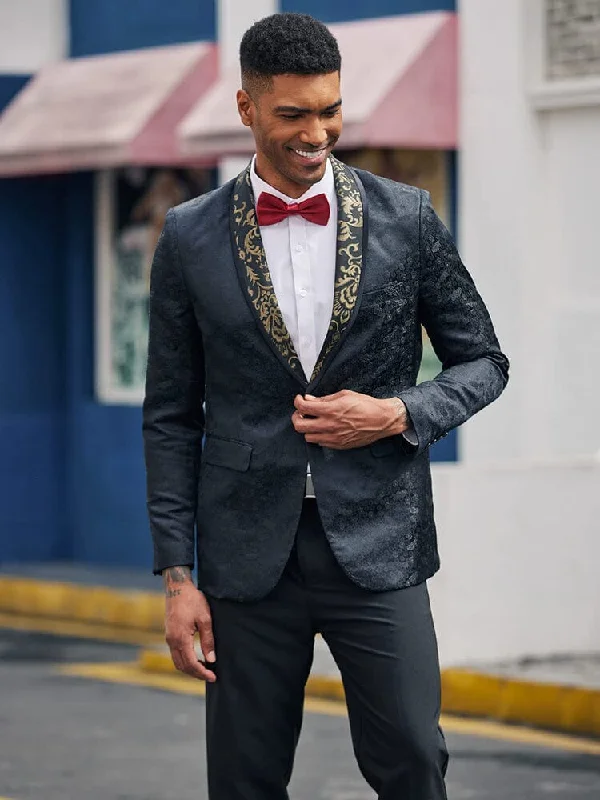 Luxury Floral Tuxedo Embroidered Blazer (US Only) Modern Men's Geometric