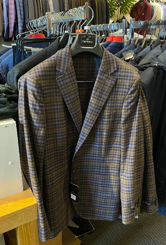 Paul Betenly Brown/Blue Plaid Coat Minimalist Men's Casual 