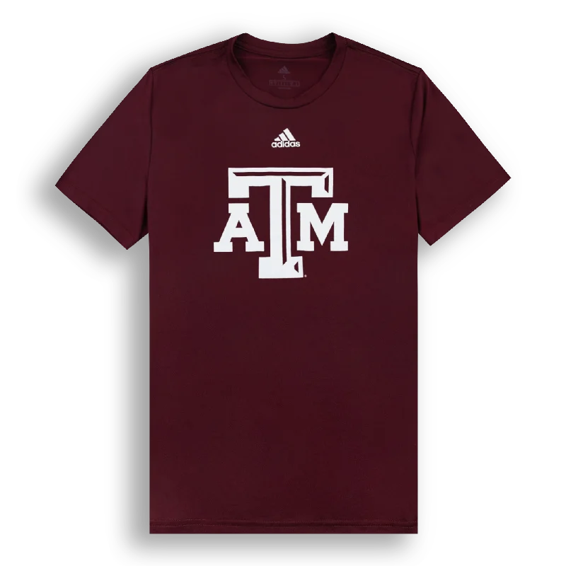 Texas A&M Adidas Block A&M Logo Pregame T-Shirt Practical Men's Quick