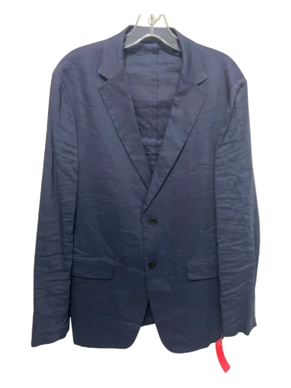 Theory Blue Linen Blend Solid 2 Button Men's Blazer Rugged Men's Outdoor 