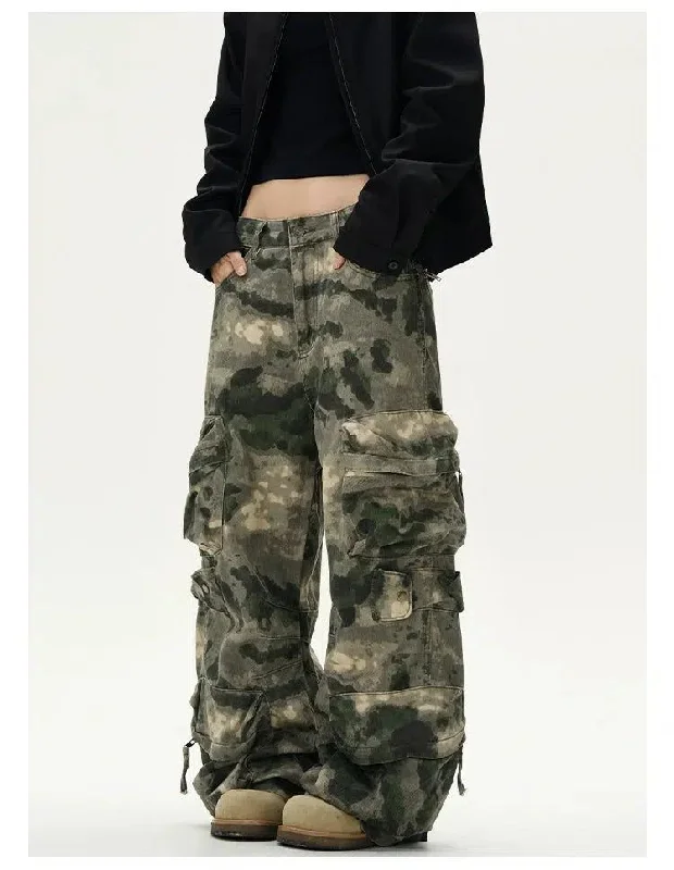 Relaxed Fit Camouflage Cargo Pants Practical Men's Multi