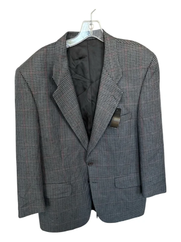 Burberry's Vintage Gray & Navy Print Wool Houndstooth 2 Button Men's Blazer Modern Men's 