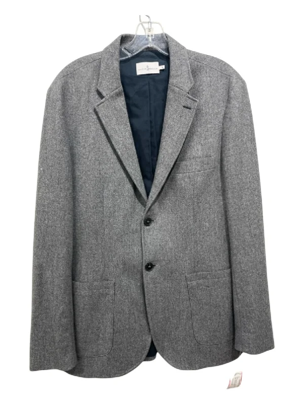 Cuisse de Grenouille Gray Wool Blend Solid Patch Pocket 2 Button Men's Blazer Modern Men's Tech