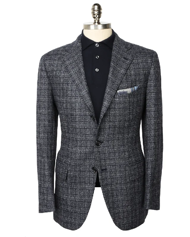 Grey and Navy Basketweave Sportcoat Refined Men's Hand