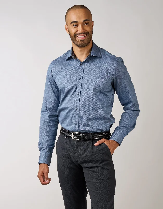 Barbican Blue & Black Textured Shirt Masculine Men's Thick