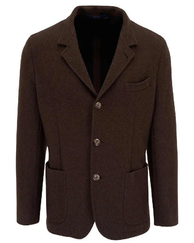 Brown Cashmere Double Face Jacket Traditional Men's Wool