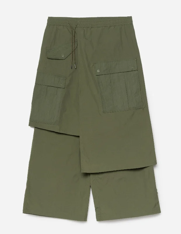 5283 Asym Cargo Hakama Pants WR Olive Cool Men's Skate