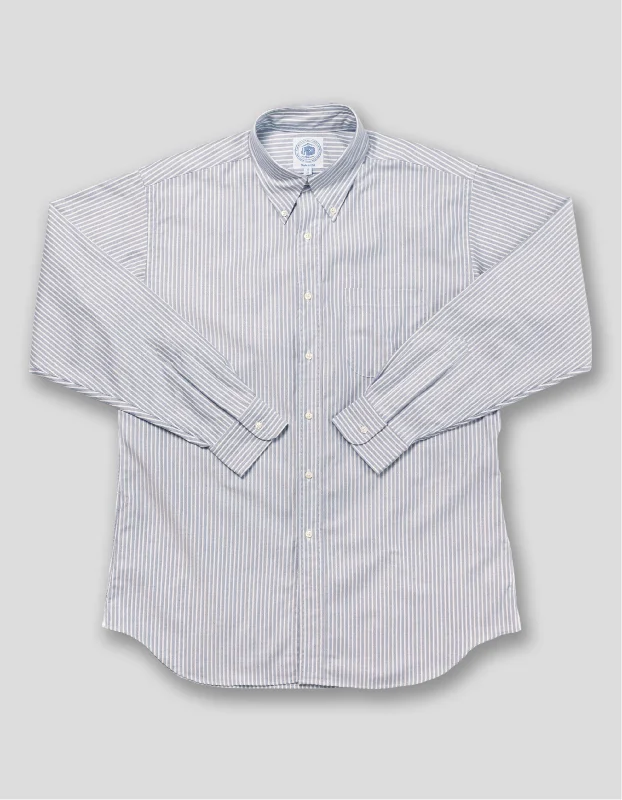 BLUE WHITE STRIPE OXFORD DRESS SHIRT Hip Men's Retro