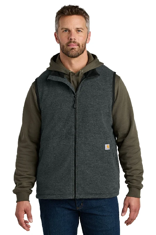 Carhartt Mens Textured Fleece Full Zip Vest - Heather Carbon Grey - New Cclassic Men's Tweed