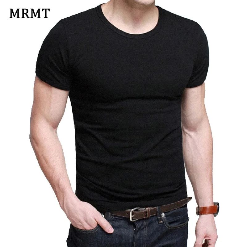 Lycra Men'S T Shirt Short Sleeve T-Shirt O-Neck Slim Solid Color Half Sleeved Tee Shirt 2020 MRMT Vacation