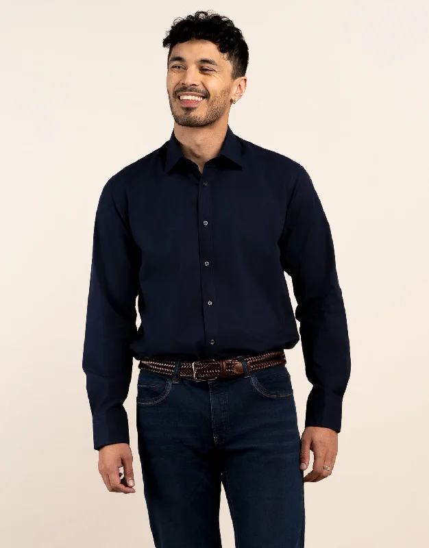 London Navy Plain Poplin Shirt Artistic Men's Avant