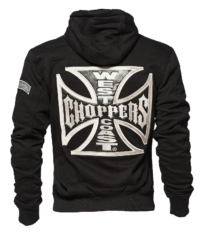 WEST COAST CHOPPERS OG CLASSIC PANEL ZIP HOODY - Black Casual Men's Loose