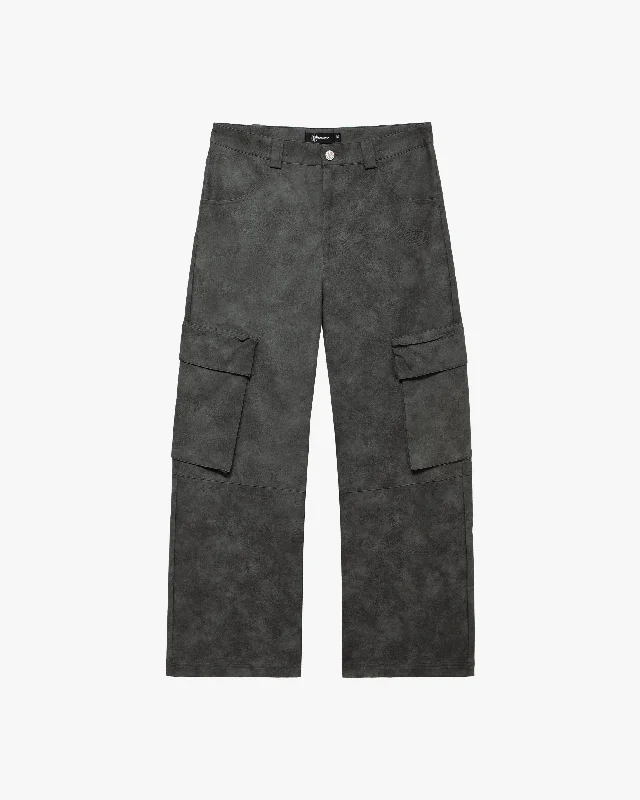 SCRIPT LOGO LEATHER PANTS GREY Stylish Men's Tropical 