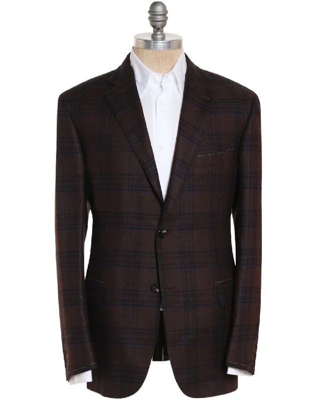 Brown and Navy Plaid Ravello Sportcoat Cozy Men's Sherpa