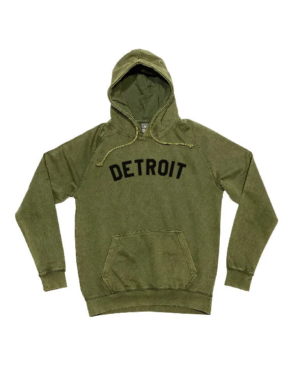 Ink Detroit Mineral Wash Hoodie - Olive Green Rugged Men's Outdoor 