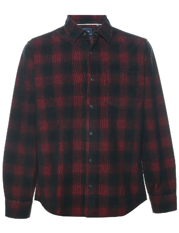 Corduroy Checked Shirt - M Casual Men's Loose