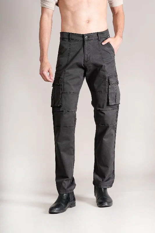 Men Dark Grey Solid Casual Cargo Pant Stylish Men's Tropical 