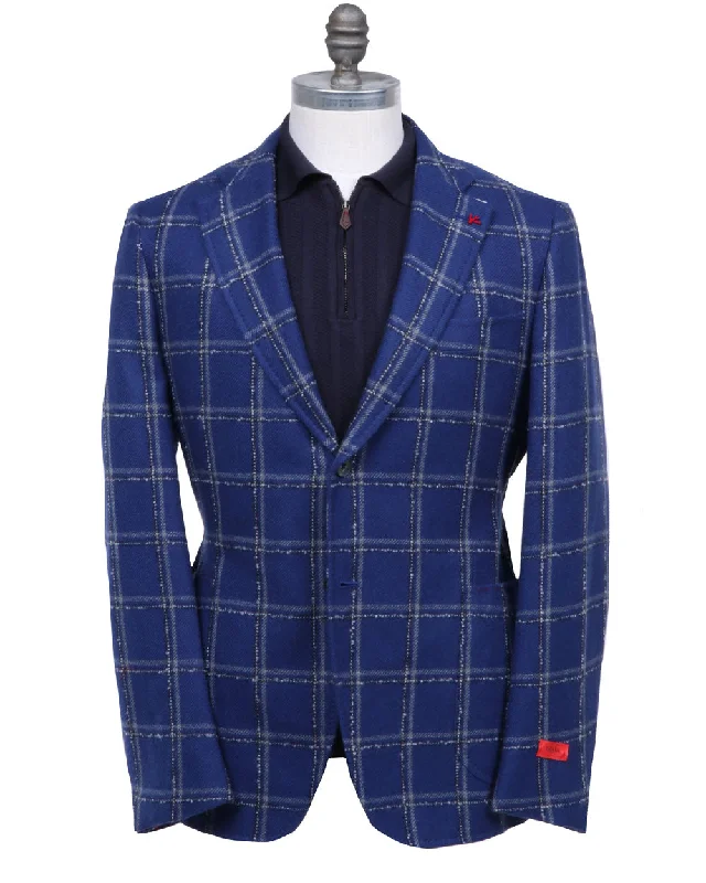 Bright Blue Plaid Sportcoat Edgy Men's Punk