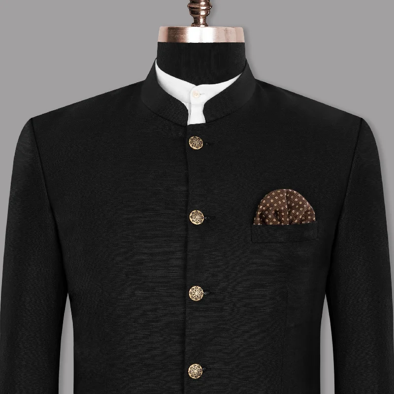 JADE BLACK LUXURIOUS LINEN BANDHGALA/MANDARIN BLAZER Lumberjack