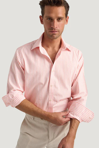 M.J. Bale - Hemming Shirt - Stripe - Coral Sporty Men's Tennis