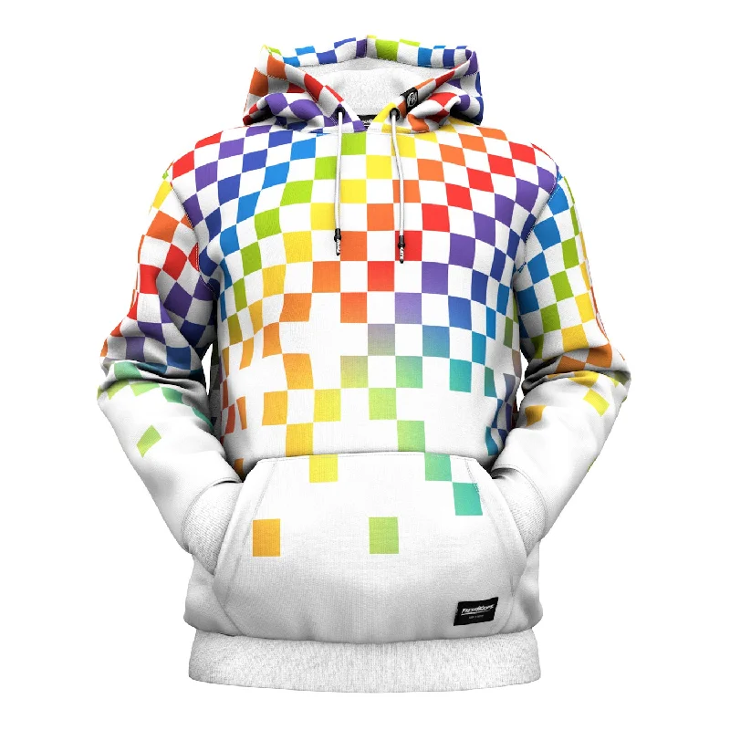 Rainbow Blocks Hoodie Sleek Men's Contemporary 