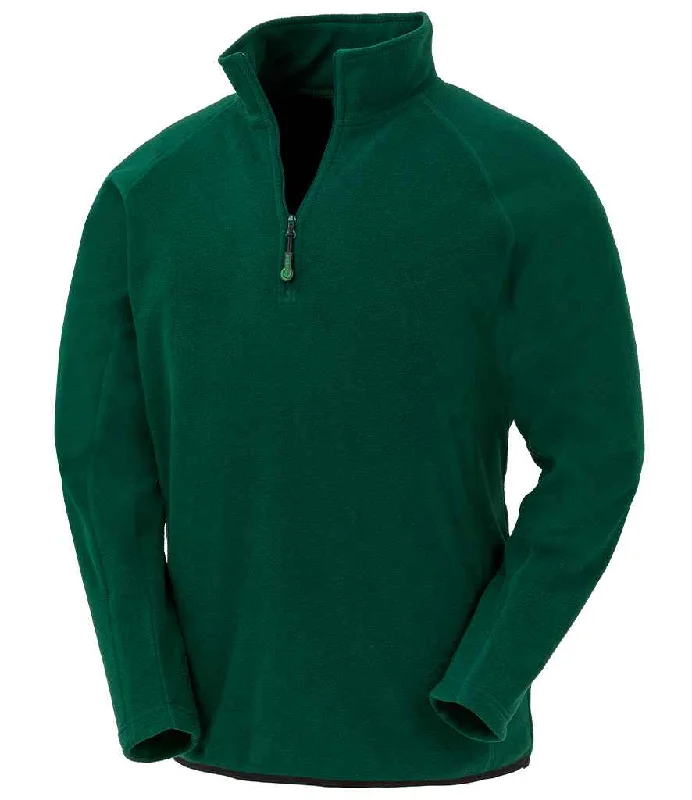 Result Genuine Recycled Zip Neck Micro Fleece | Forest Green Sporty Men's Athleisure 