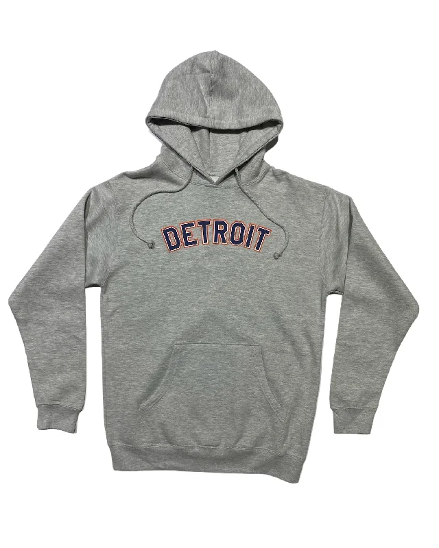 Ink Detroit -  Orange & Navy print on Athletic Grey Hoodie Earthy Men's Sustainable 