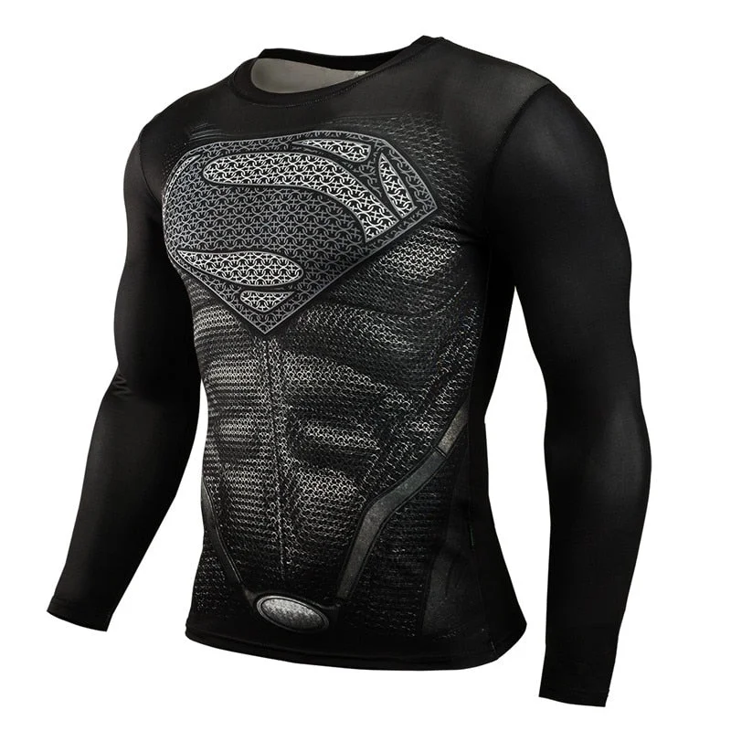 FITNESS MMA COMPRESSION SHIRT MEN ANIME BODYBUILDING LONG SLEEVE WORKOUT 3D T SHIRT TOPS TEES Relaxed Men's Beach