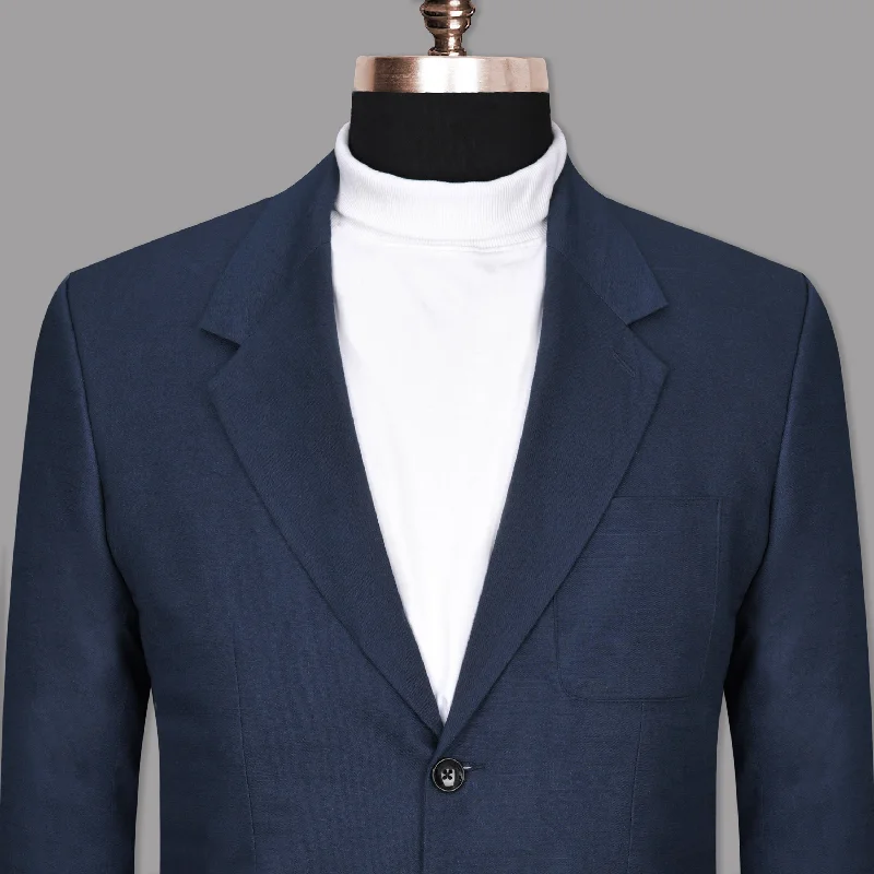 Martinique Blue Luxurious Linen Sports Blazer Laid