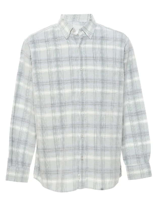 Aqua Blue Corduroy Checked Shirt - XL Athletic Men's Compression