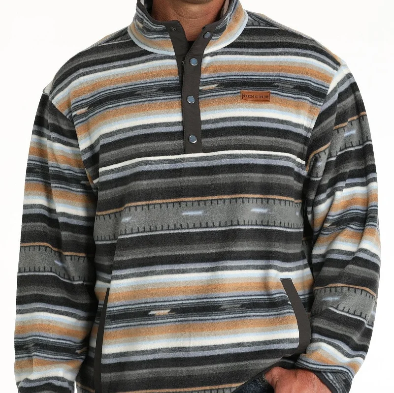 Cinch Men's Serape Stripe Quarter Snap Fleece Pullover in Black Sophisticated Men's French