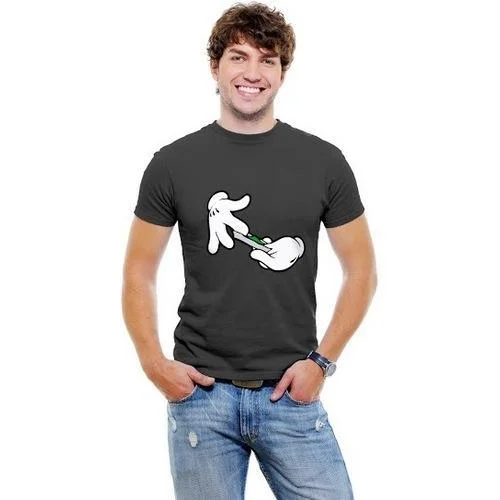 Cartoon Hands Roll Joint T-shirt Polished Men's Silk