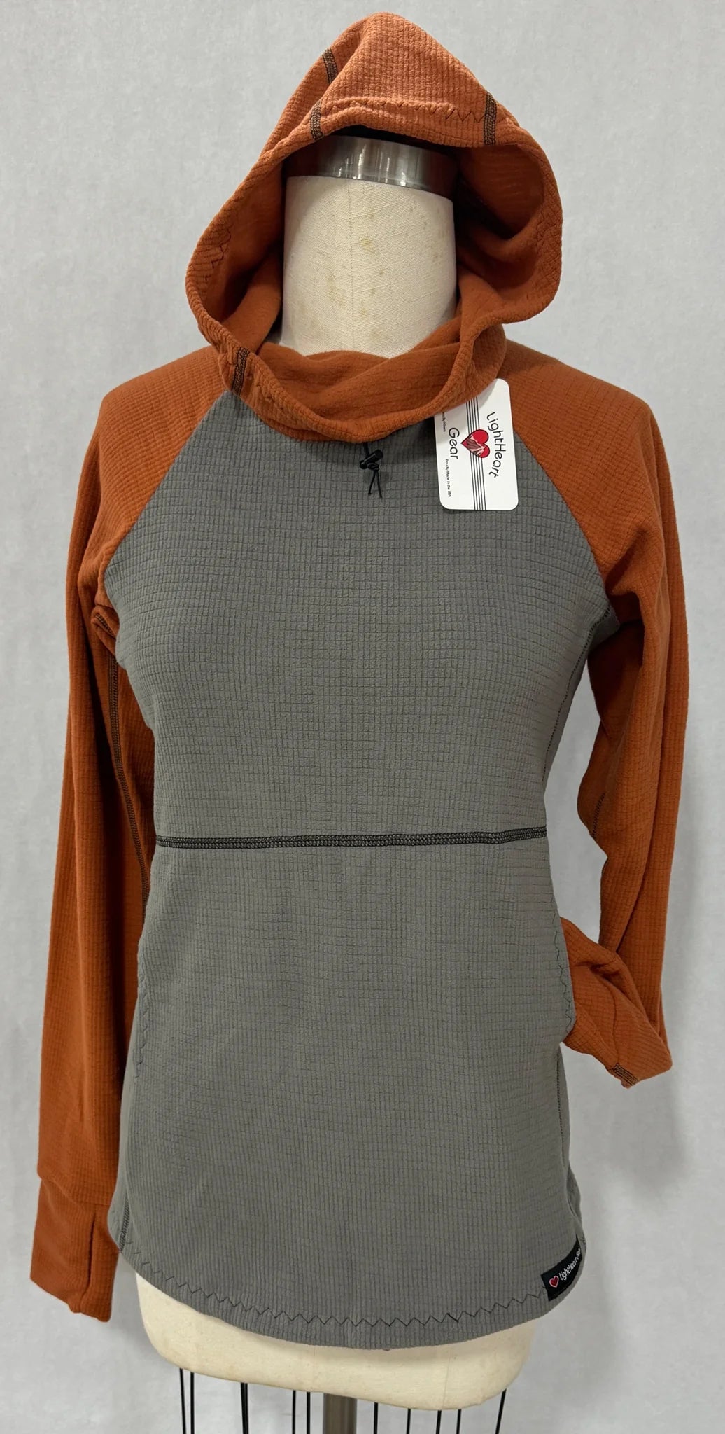 Men's Hoodie - Gray w/ Terracotta sleeves & hood Monochromatic All