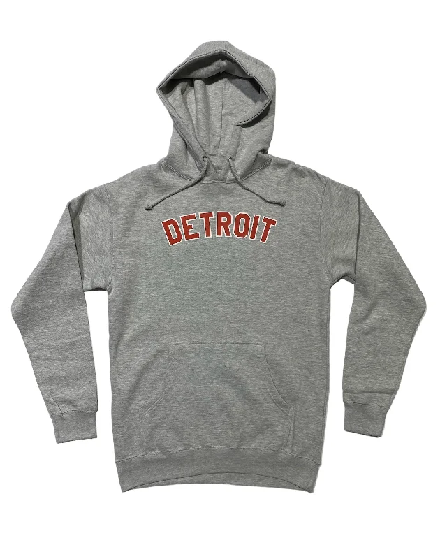 Ink Detroit -  Red & White print on Athletic Grey Hoodie Bold Men's Statement