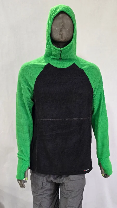 Men's Hoodie - Black w/ Green sleeves & hood Edgy Men's Punk