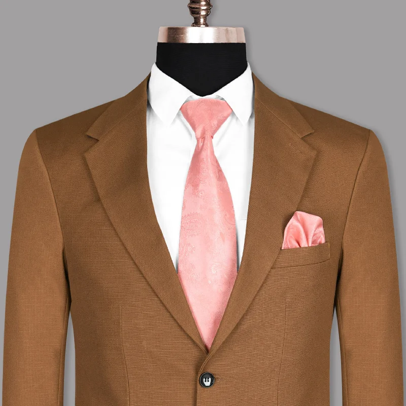 Tawny Khaki subtle Windowpane Textured Premium Cotton Rich Blazer Confident Men's Power