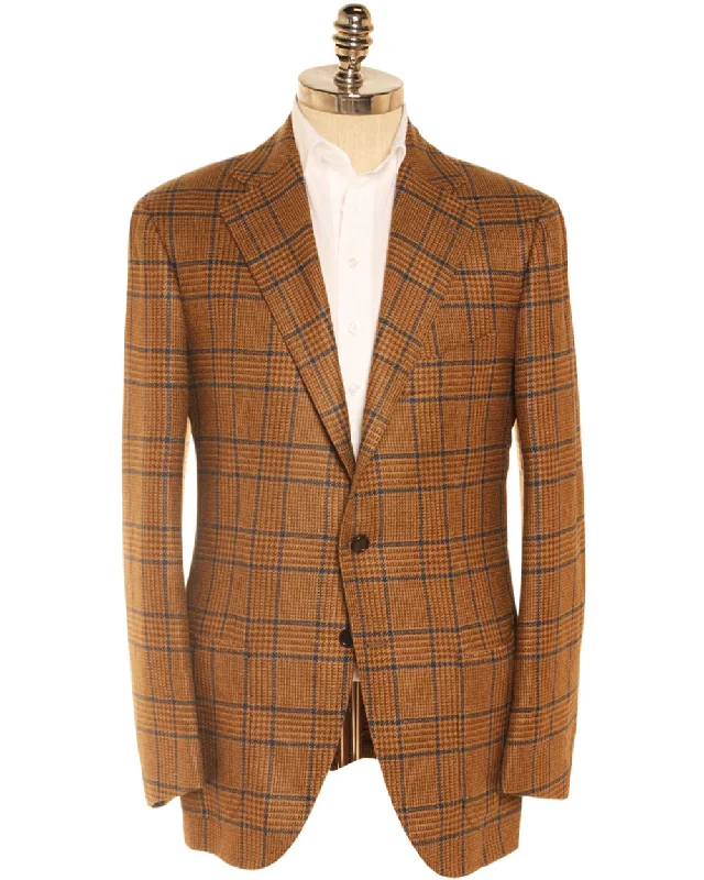 Gold and Navy Cashmere Glen Plaid Sportcoat Rugged Men's Outdoor 