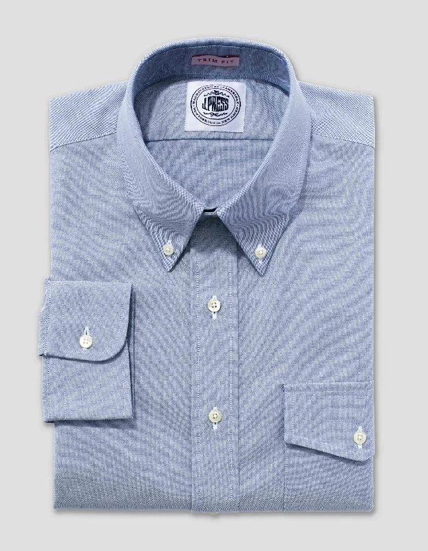 BLUE OXFORD DRESS SHIRT WITH FLAP POCKET - TRIM FIT Refined Men's European